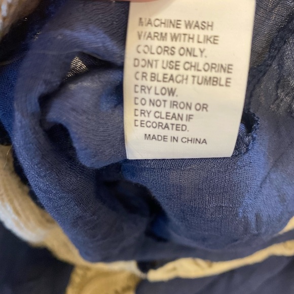 Vivid Importers of NY Woman Sz.S Navy, Light cotton gauze, ivory crochet accents - Picture 8 of 8